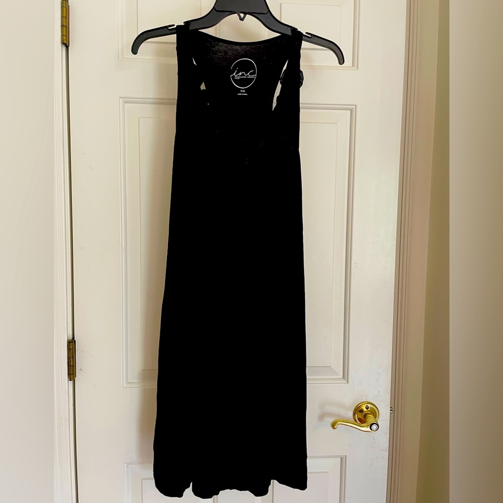 Black Summer cover-up or Dress with fabric rose details around neck! Size P/M.